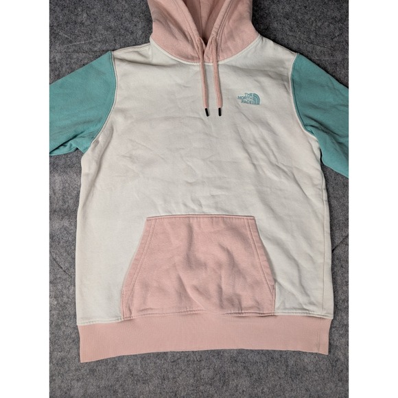 The North Face Womens Colorblock Hoodie Pastel Pink Mint Green Cream Pullover M - Picture 5 of 9